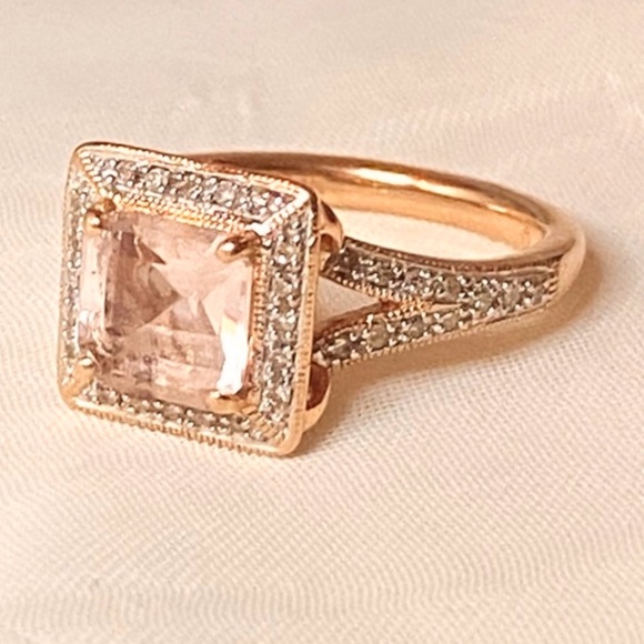 Morganite & Diamond 14K Rose Gold Ring - Picture 6 of 13